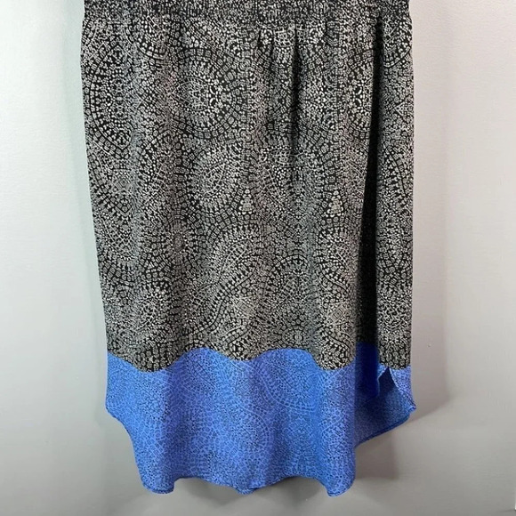 GAP Paisley Floral Print Midi Dress Navy Blue Smock Sleeveless Color Block M - Picture 4 of 9